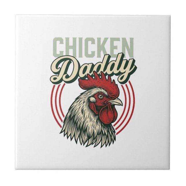 Vintage Chicken Daddy Rooster Shirt Design_1 Tile (Front)