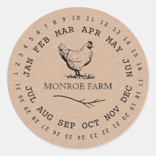 Vintage Chicken Farm Encircled Dates  Classic Round Sticker