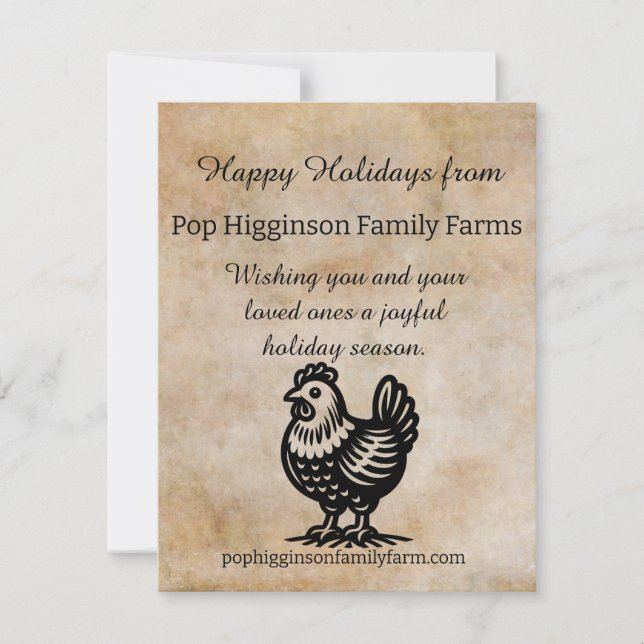 Vintage Chicken Farm Holiday Card (Front)