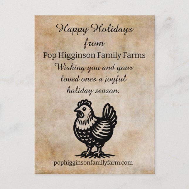 Vintage Chicken Farm Holiday Postcard (Front)