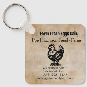 Vintage Chicken Farm Keychain
