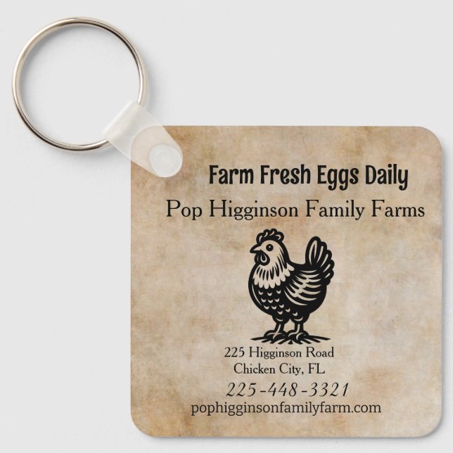 Vintage Chicken Farm Keychain (Front)