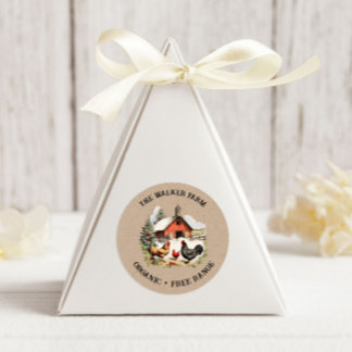 Vintage Chicken Farm Monogram Classic Round Sticker