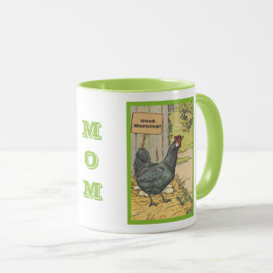 Vintage Chicken Hen with Eggs Good Morning Mom Mug