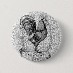 Vintage Chicken Illustration 2 Inch Round Button