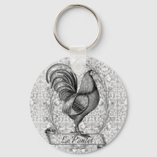 Vintage Chicken Illustration Keychain