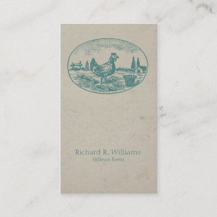 Vintage Chicken on Farm Business Card