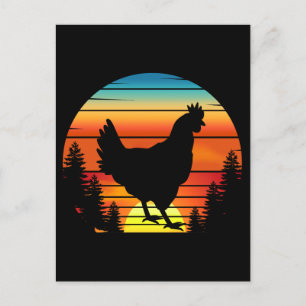 Vintage chicken silhouette hen postcard