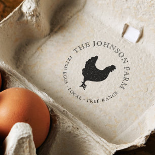 Vintage Chicken Silhouette Personalized Egg Rubber Stamp