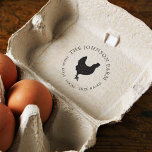 Vintage Chicken Silhouette Personalized Egg Rubber Stamp<br><div class="desc">Egg carton stamps for small local businesses. This design features a hand-drawn chicken silhouette with your information in curved text. Click on "Personalize this template" and edit the text in the boxes to create your own. There are both self-inking and wooden stamp versions of this design. View the collection link...</div>