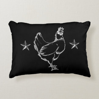 Vintage Chicken & Stars Print Accent Pillow
