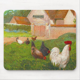 Vintage Chickens And Home Mouse Pad