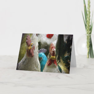 Vintage Chickens at the Antique Store Card