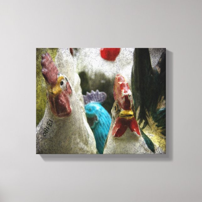 Vintage Chickens Canvas Print (Front)