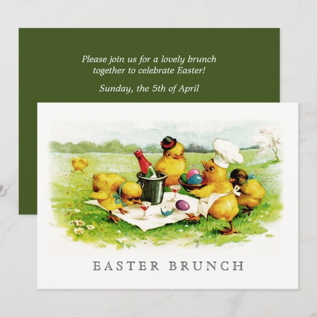 Vintage Chicks Custom Easter Brunch Invitation (Front/Back)