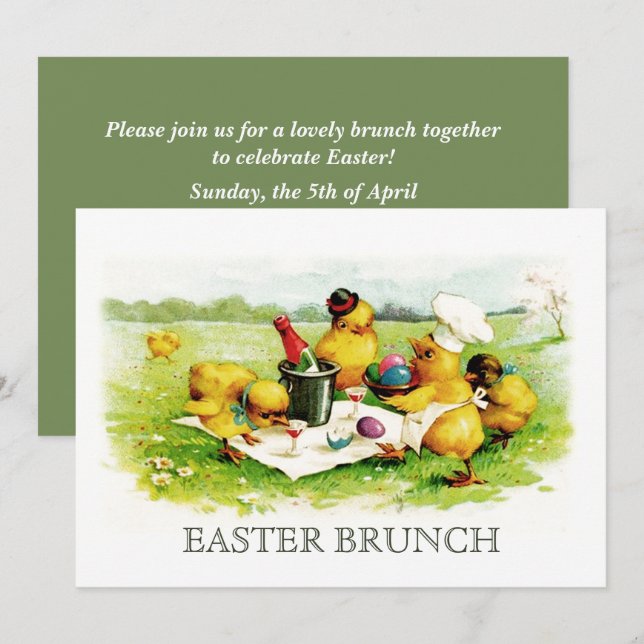 Vintage Chicks Custom Easter Brunch Invitations (Front/Back)