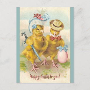 Vintage Chicks in Easter Finery Postcard