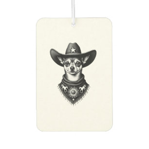 Vintage Chihuahua Cowboy Engraving Style Western D Air Freshener