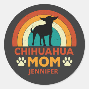 Vintage Chihuahua Dog Mom Sunset Classic Round Sticker