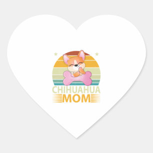 Vintage Chihuahua Mom Dog Lovers Mother's Day Heart Sticker
