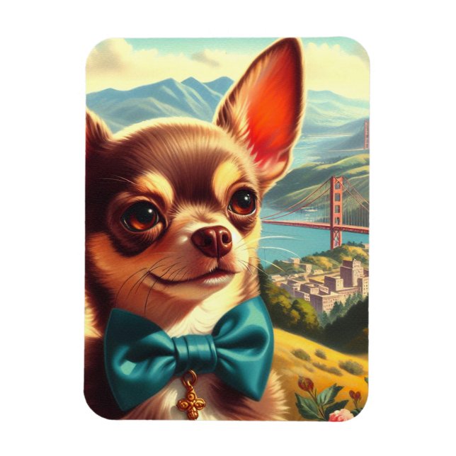 Vintage Chihuahua Painting Magnet (Vertical)