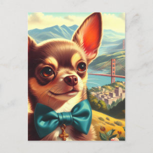 Vintage Chihuahua Painting Postcard