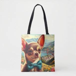 Vintage Chihuahua Painting Tote Bag