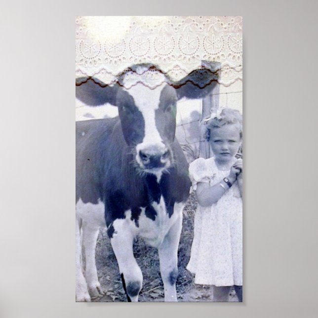 Vintage Child and Cow Poster (Front)