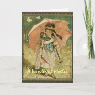 Vintage Child and Doll Mother's Day Card