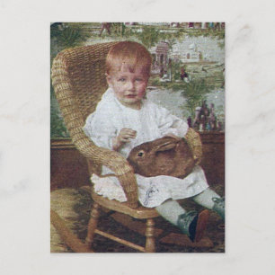 Vintage Child and Rabbit Postcard