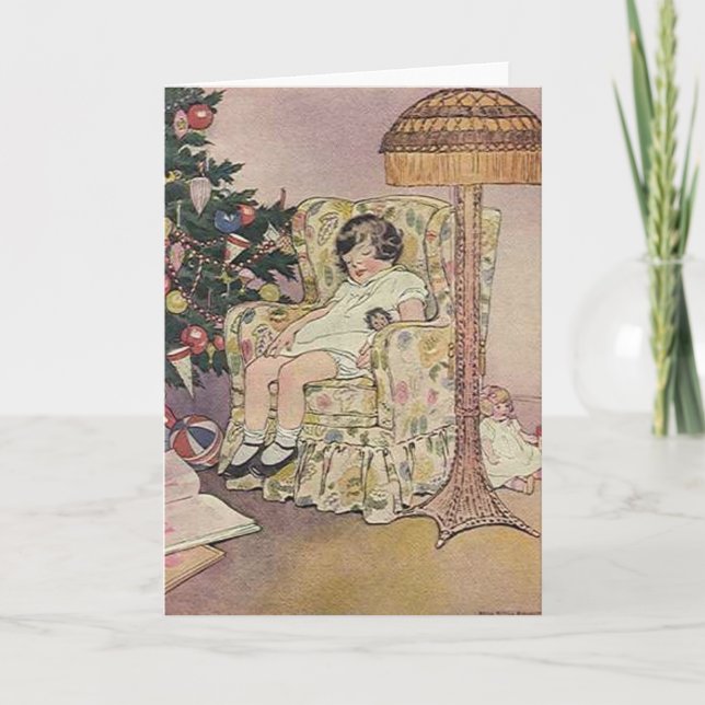 Vintage Child and Tree Christmas Card (Front)