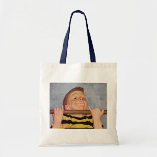 Vintage Child, Boy Doing Chin Ups, Exercise Sports Tote Bag