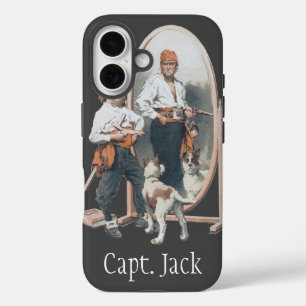 Vintage Child, Boy Pirate, Dog, Mirror, Buccaneer iPhone 16 Case