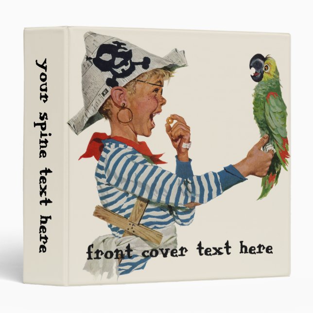Vintage Child, Boy Playing Pirate Parrot Bird Binder (Front/Spine)