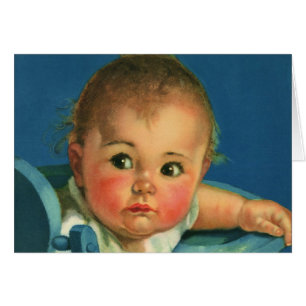 Vintage Child, Cute Baby Boy or Girl in Highchair