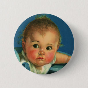 Vintage Child, Cute Baby Boy or Girl in Highchair 2 Inch Round Button
