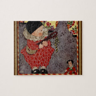 Vintage Child Harlequin, Musician Playing Banjo Jigsaw Puzzle