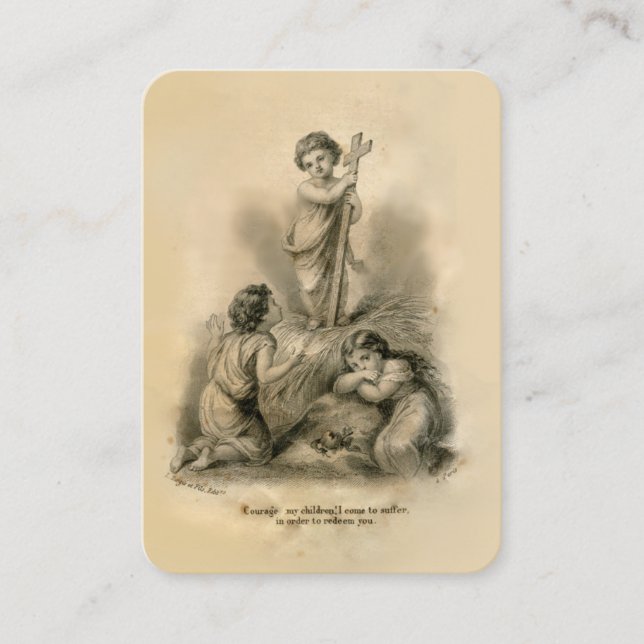 Vintage Child Jesus Cross Prayer Holy Card (Front)