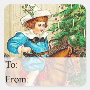 Vintage Child on Rocking Horse Gift Tag