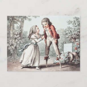 Vintage Child on Stilts  Postcard