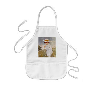 Vintage child picking daisy flowers kids apron