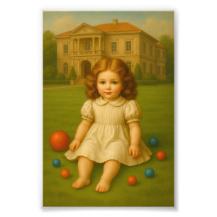 “Vintage Child Portrait in Garden – Classic Nurser Photo Print