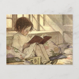 Vintage Child Reading a Book, Jessie Willcox Smith Postcard
