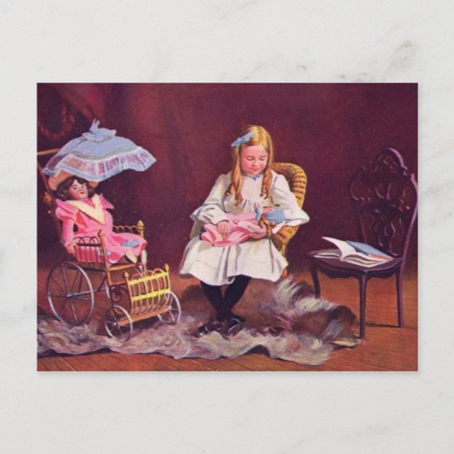 Vintage Child Role Playing Postcard (Front)
