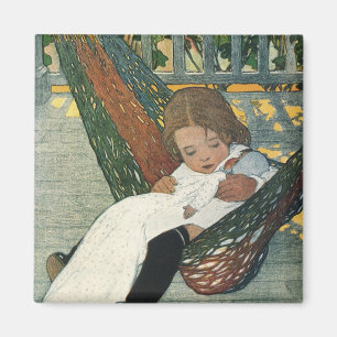 Vintage Child with a Doll by Jessie Willcox Smith Magnet