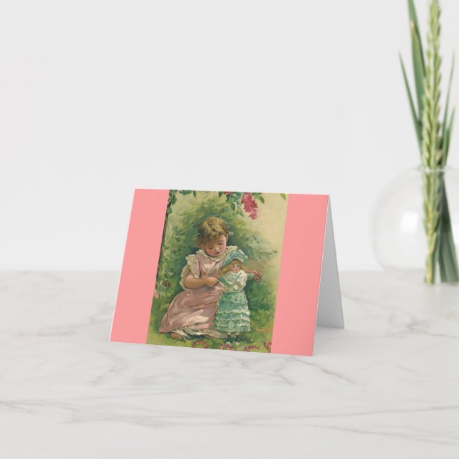 Vintage Child with Baby Doll Notecard (Front)