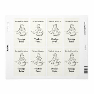 Vintage Child with Book and Your Name Bookplate