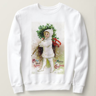 Vintage Child With Christmas Tree Holiday Sweatshirt