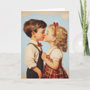 Vintage Childhood Sweetheart Kiss Invitation