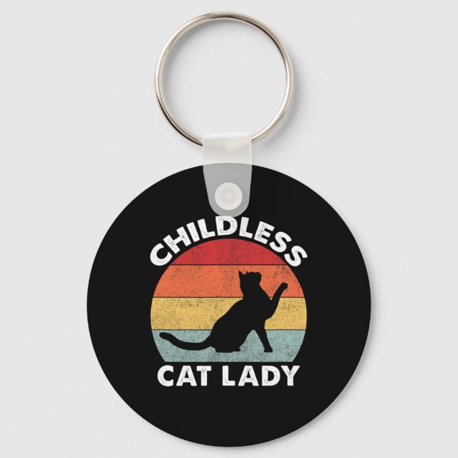 Vintage Childless Cat Lady  Keychain (Front)